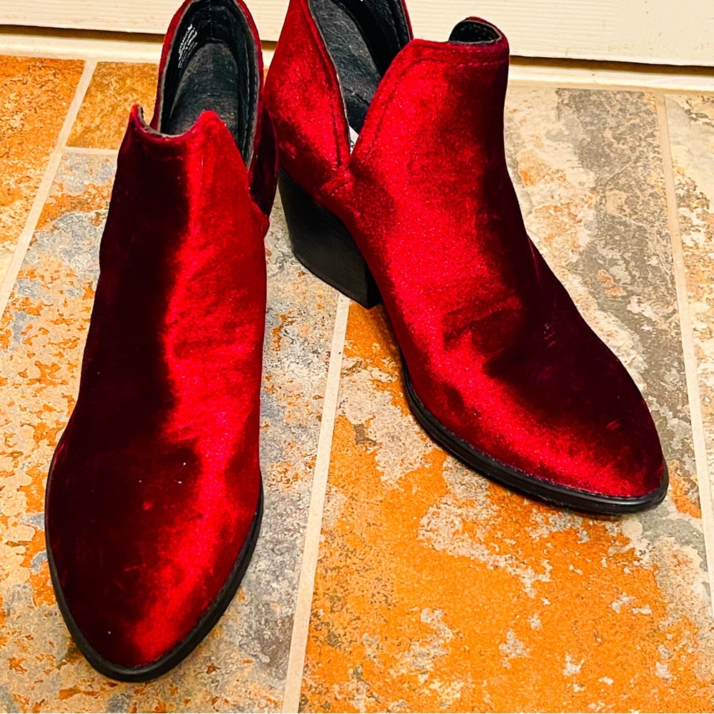 Steve Madden Red Velvet Ankle Boots